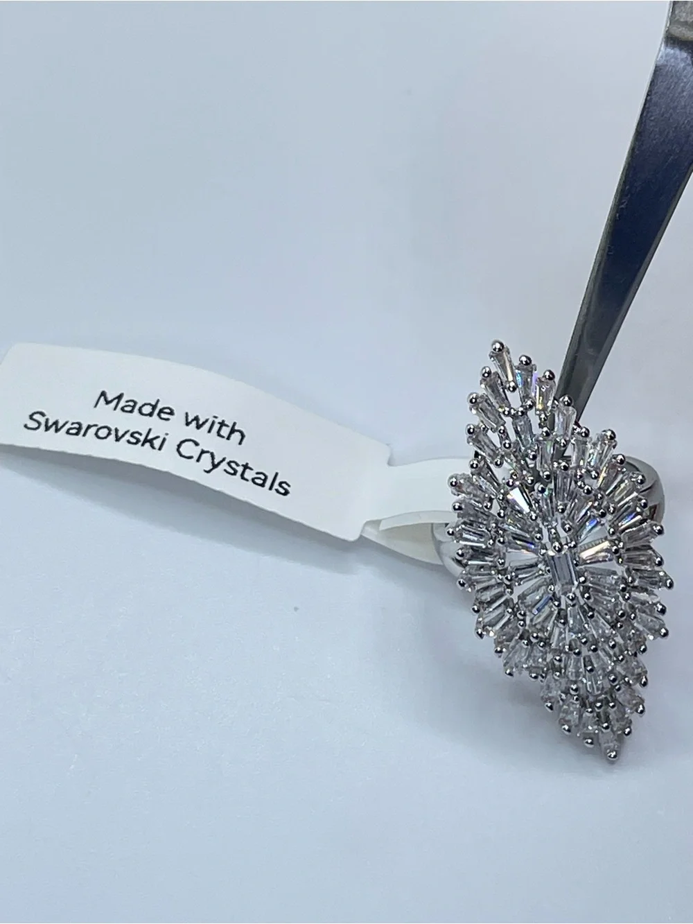 Swarovski Crystal Elements White Crystal Art Deco Statement Ring Sz 7 Bold